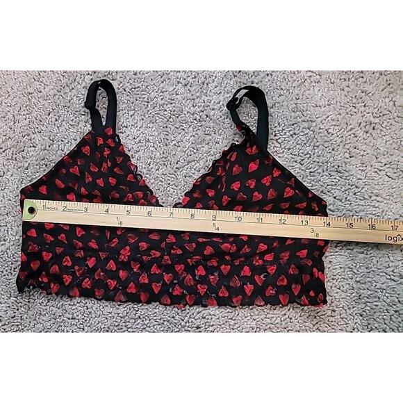 Victoria’s Secret Lace Bralette L Black Heart Mesh Romantic Lingerie EUC - Picture 7 of 8